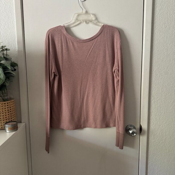 ☀️ PACSUN ME TO WE Mauve Dusty Pink Long Sleeve Top Medium Casual Comfy Lounge - Picture 4 of 4